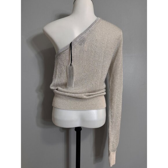 Forte Forte Shiny Metal Mohair One Shoulder Jumper In Silver XS - Picture 4 of 14